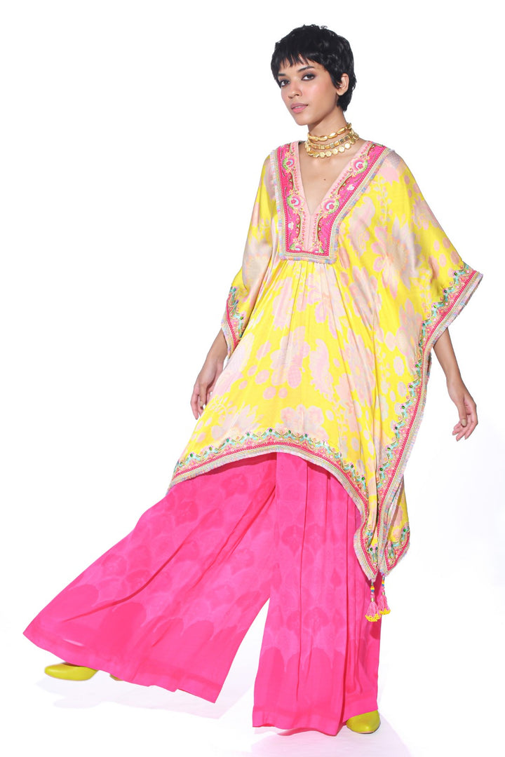 Bright Yellow Kaftan Top Set-Kaftan-Siddhartha Bansal