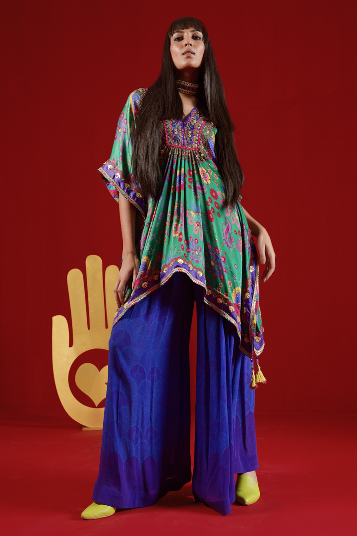 Emerald Kaftan Top Set-Kaftan-Siddhartha Bansal