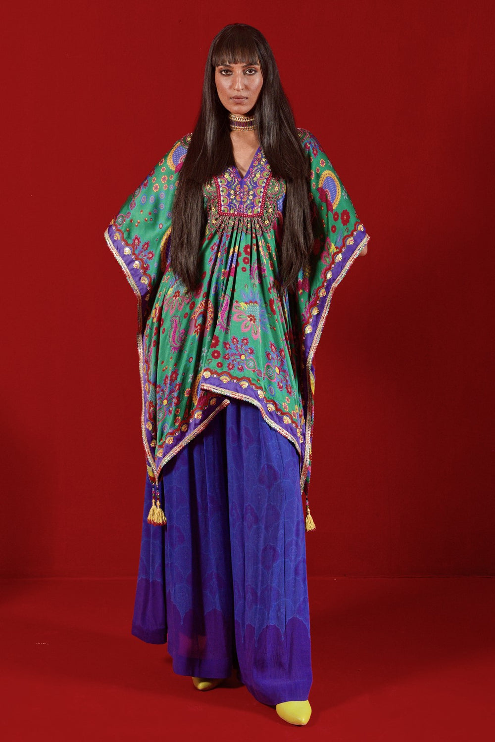 Emerald Kaftan Top Set-Kaftan-Siddhartha Bansal