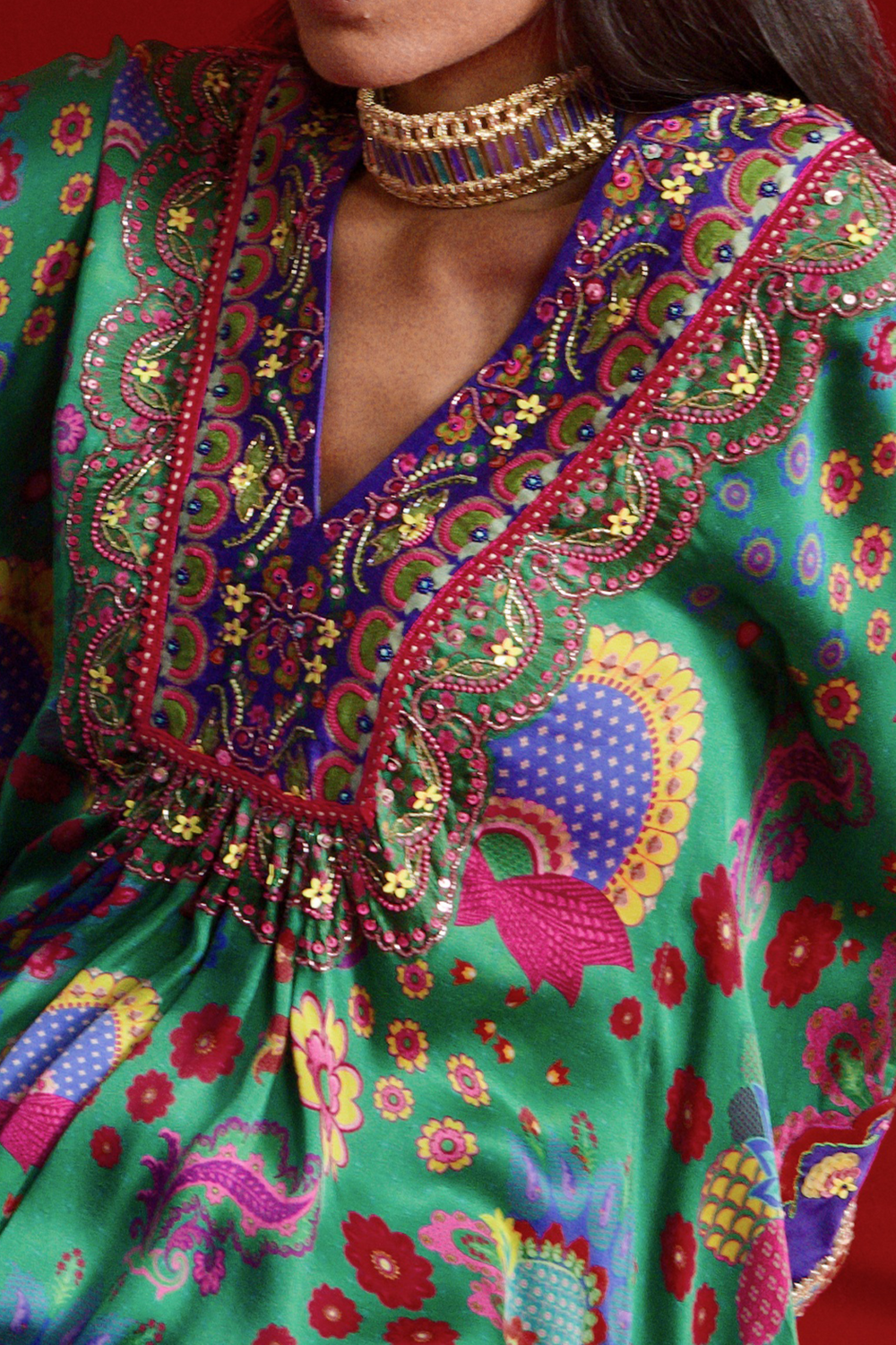 Emerald Kaftan Top Set-Kaftan-Siddhartha Bansal