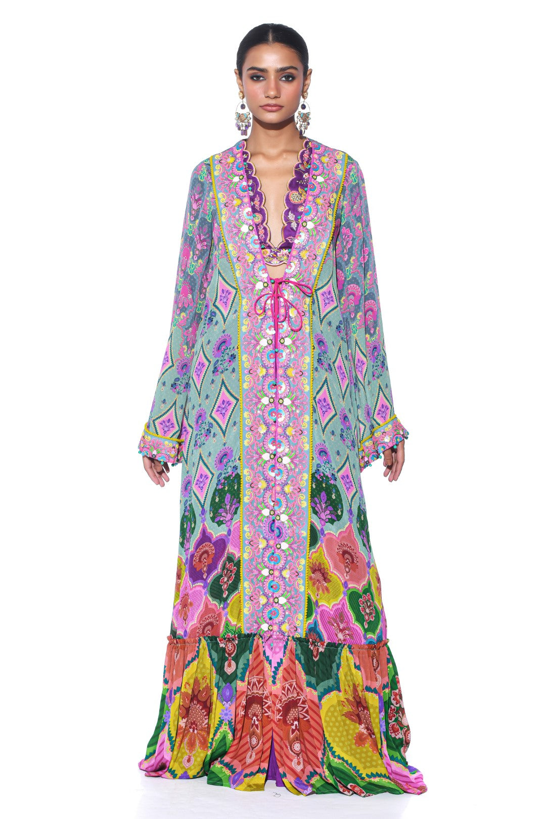 Grey Self Paisley Embroidred Shrug, Sharara Set-Siddhartha Bansal
