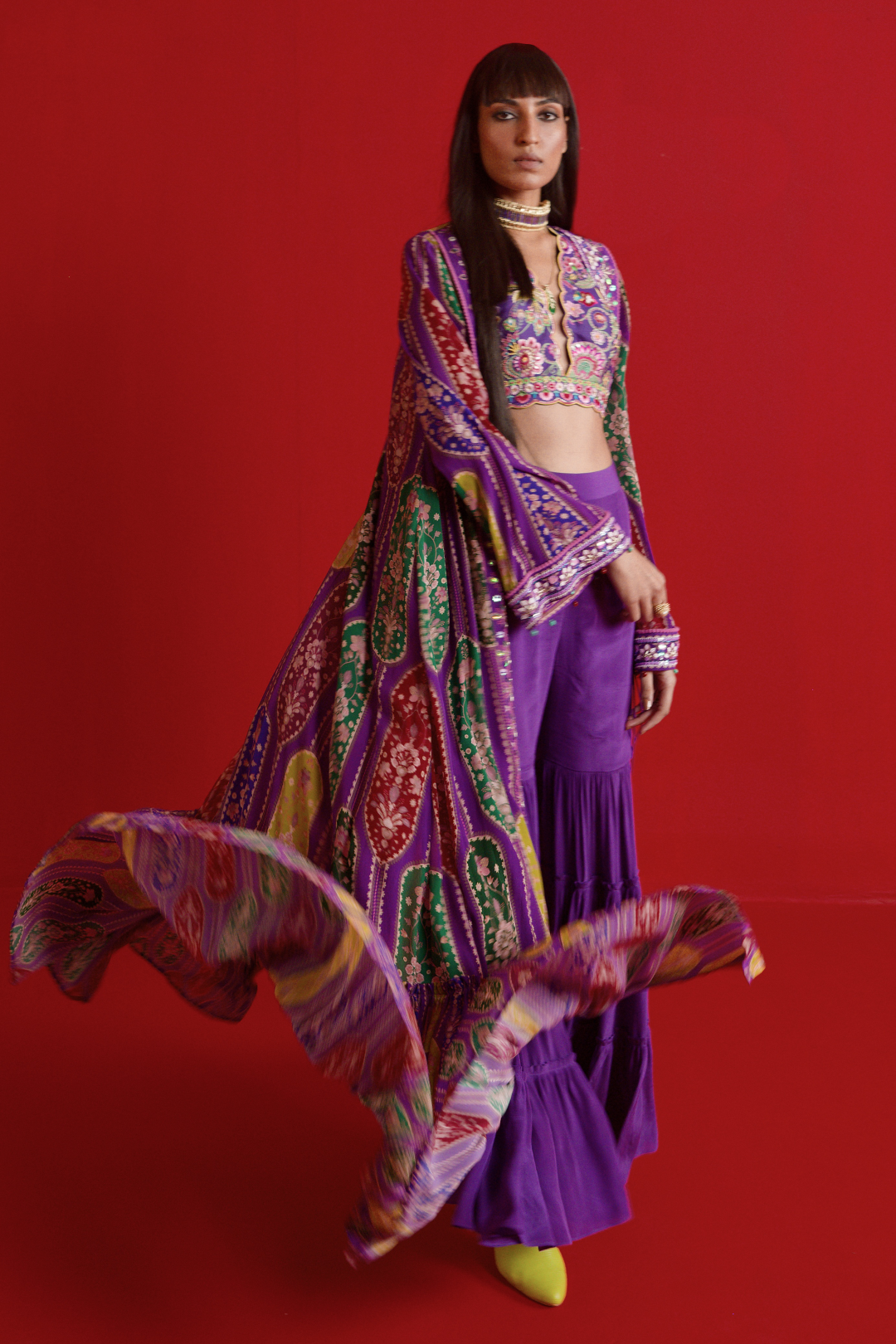 Violet Embroidred Shrug, Sharara Set-Siddhartha Bansal