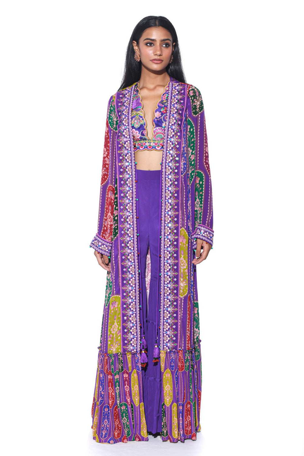 Violet Embroidred Shrug, Sharara Set-Siddhartha Bansal