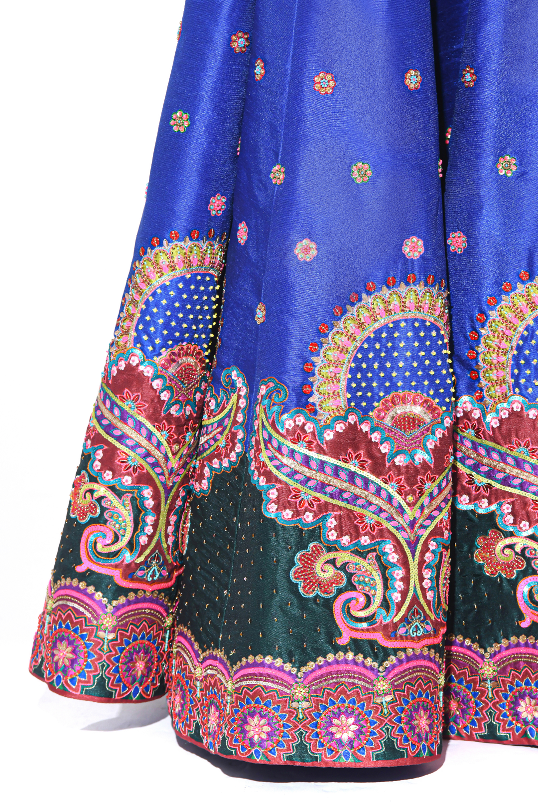 Electric Blue Embroidered Peplum Top , Lehenga Set-EMB Lehenga-Siddhartha Bansal
