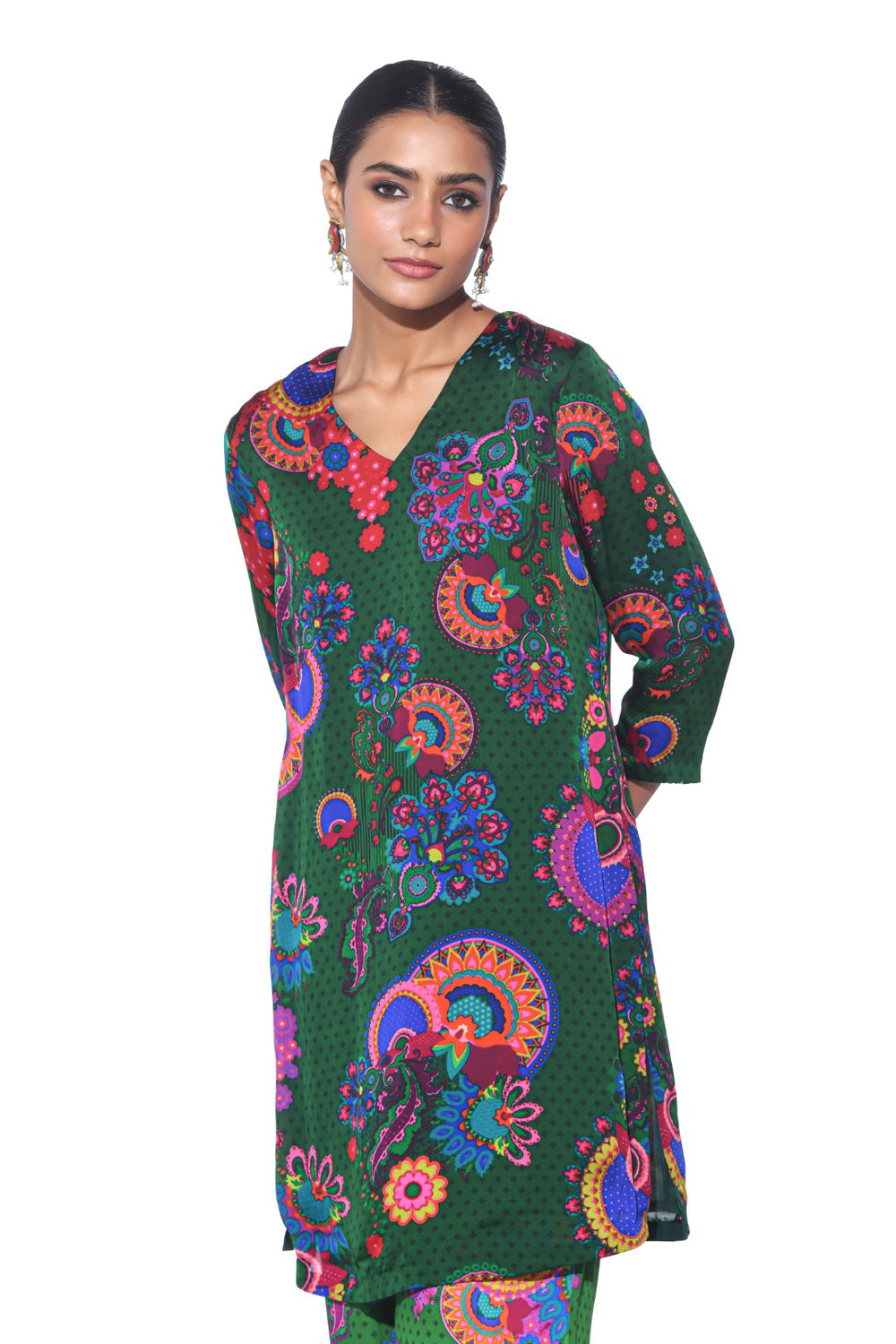 Bottle Green Kurta Co-Ord Set-Kurta Set, Co-ord Set-Siddhartha Bansal