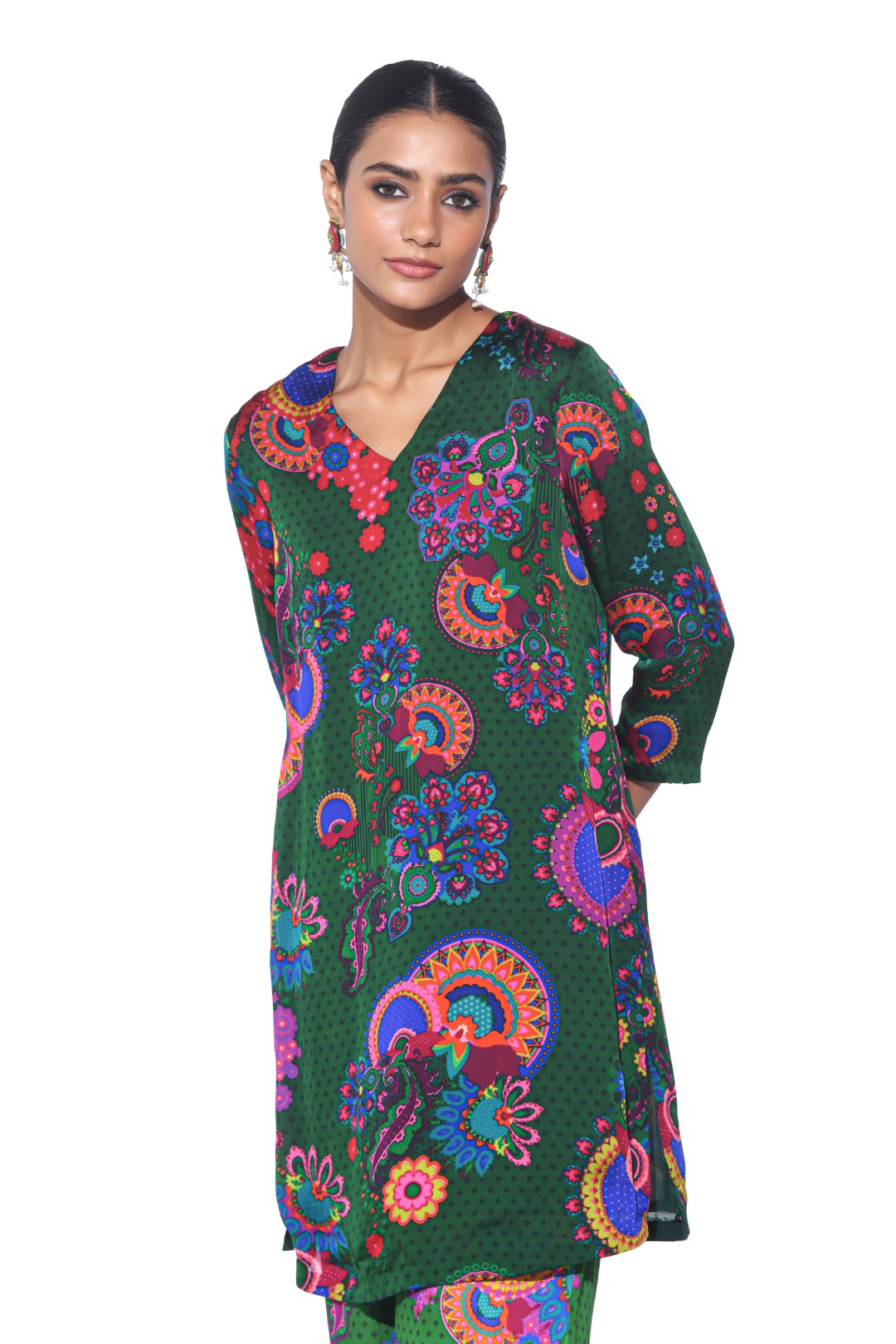 Bottle Green Kurta Co-Ord Set-Kurta Set, Co-ord Set-Siddhartha Bansal