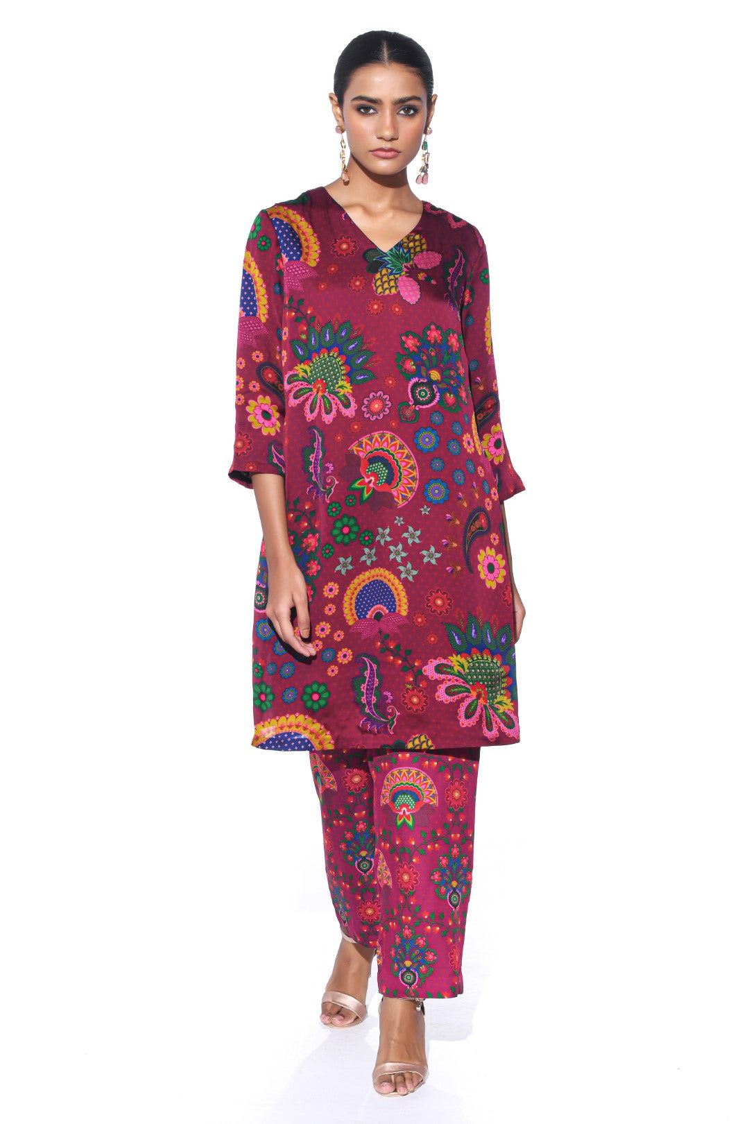 Crimson Kurta Co-Ord Set-Kurta Set, Co-ord Set-Siddhartha Bansal