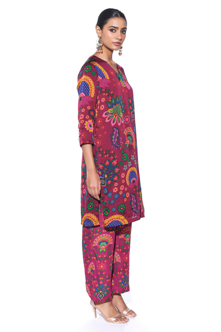 Crimson Kurta Co-Ord Set-Kurta Set, Co-ord Set-Siddhartha Bansal