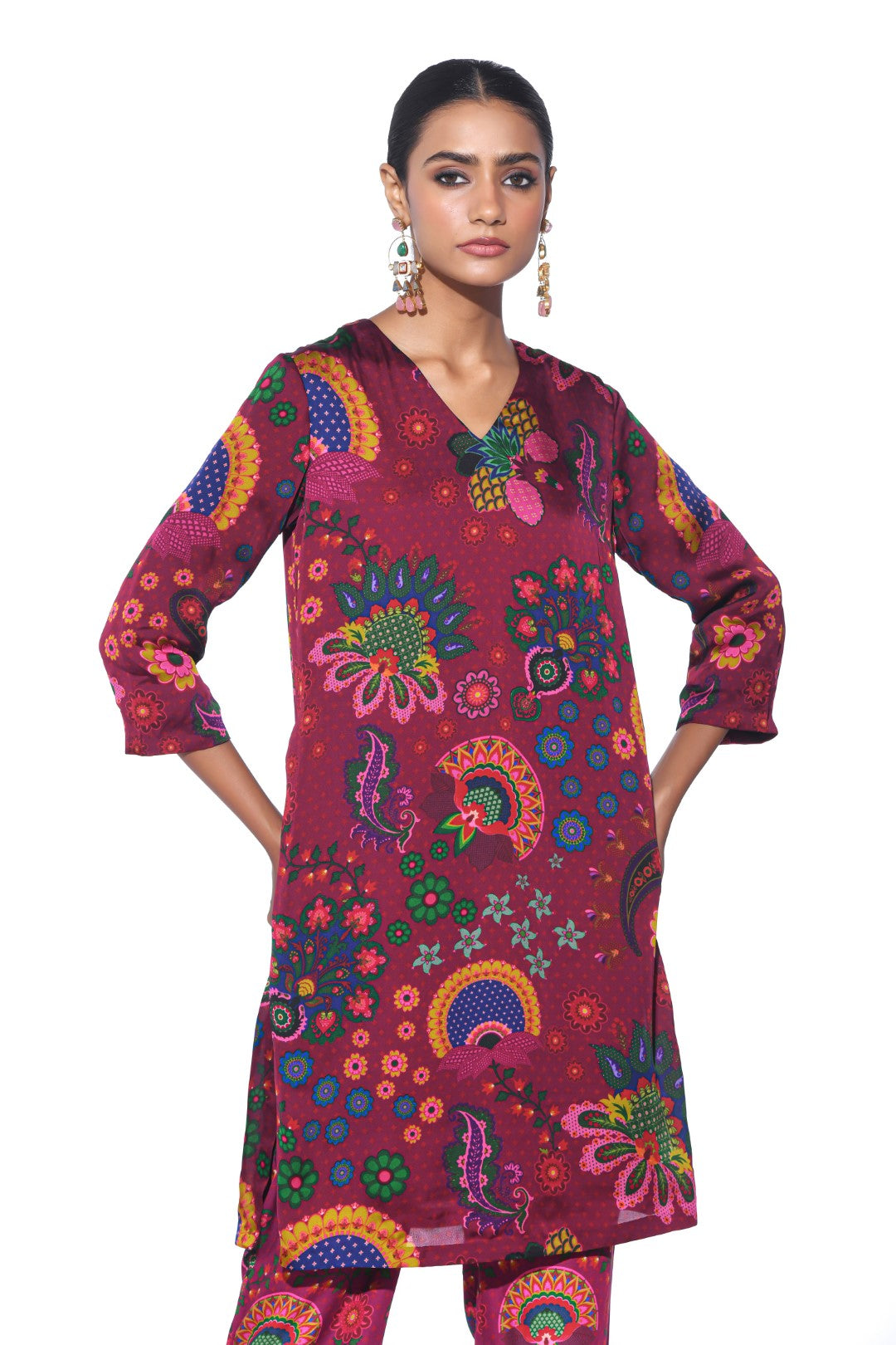 Crimson Kurta Co-Ord Set-Kurta Set, Co-ord Set-Siddhartha Bansal