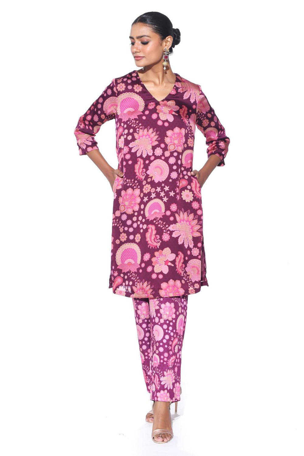 Crimson Kurta Co-Ord Set-Kurta Set, Co-ord Set-Siddhartha Bansal