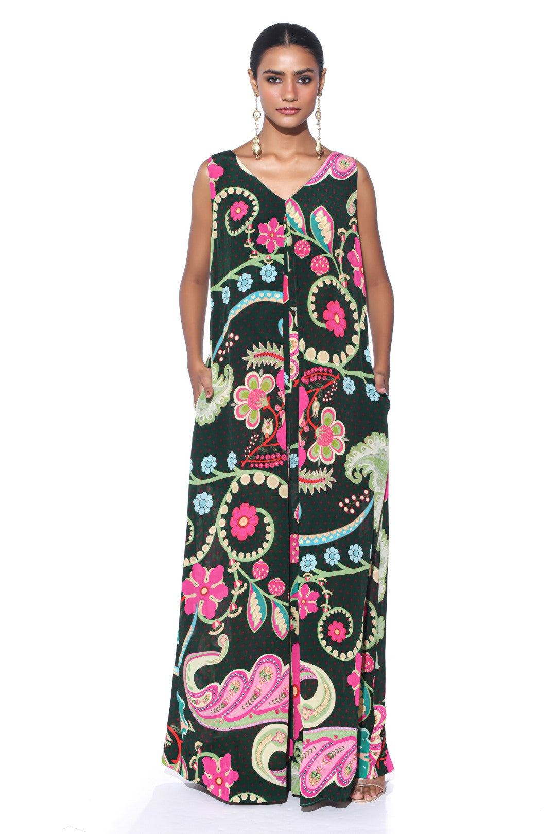 Emerald Royal Paisley Jumpsuit.-Jumpsuit-Siddhartha Bansal