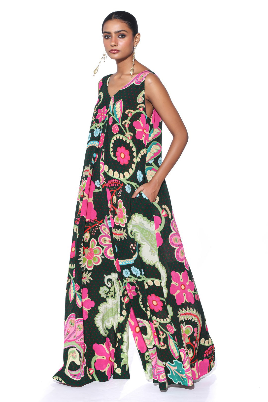 Emerald Royal Paisley Jumpsuit.-Jumpsuit-Siddhartha Bansal