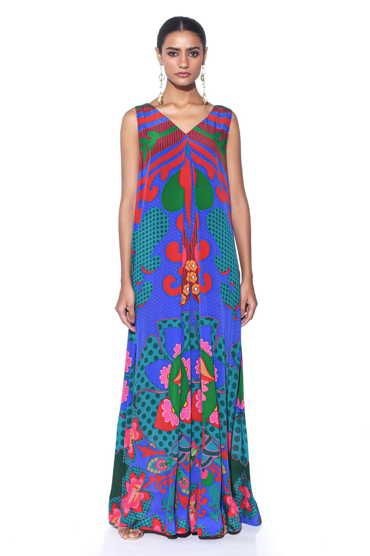 Electric Blue Royal Paisley Jumpsuit.-Jumpsuit-Siddhartha Bansal
