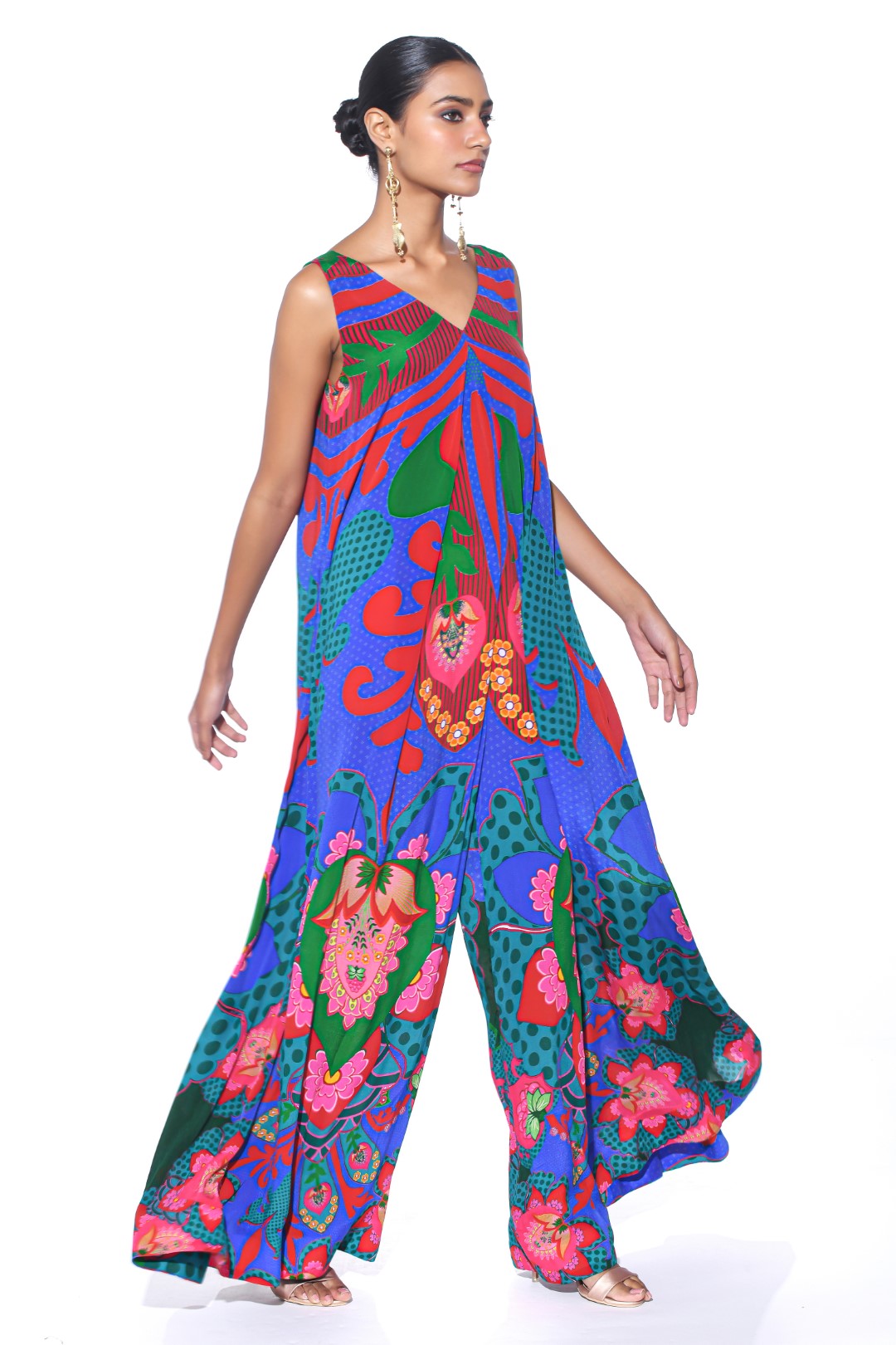 Electric Blue Royal Paisley Jumpsuit.-Jumpsuit-Siddhartha Bansal