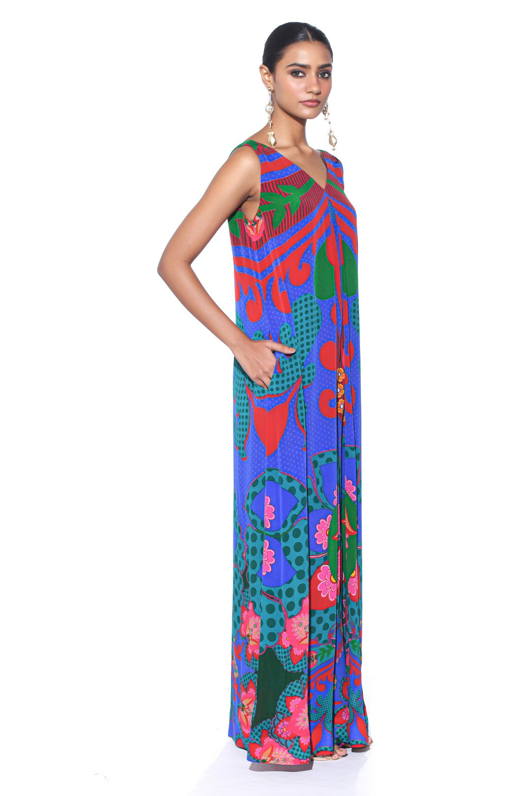 Electric Blue Royal Paisley Jumpsuit.-Jumpsuit-Siddhartha Bansal