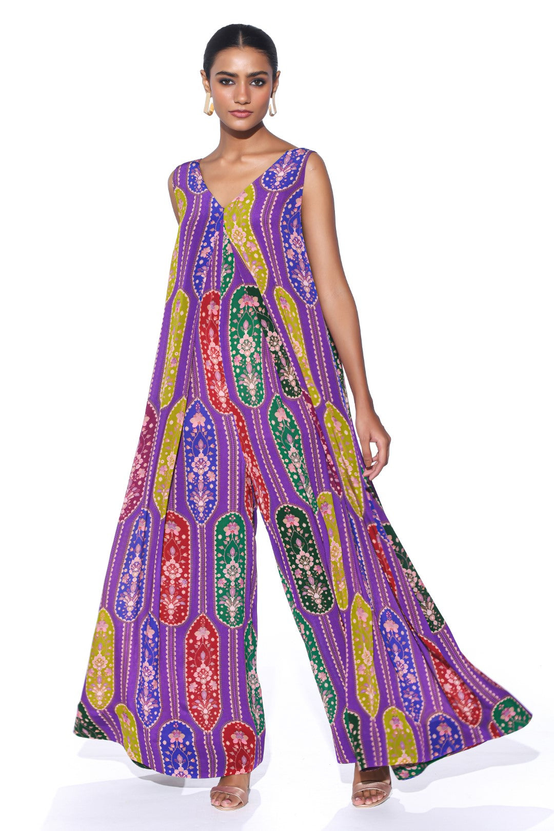Violet Royal Paisley Jumpsuit.-Jumpsuit-Siddhartha Bansal
