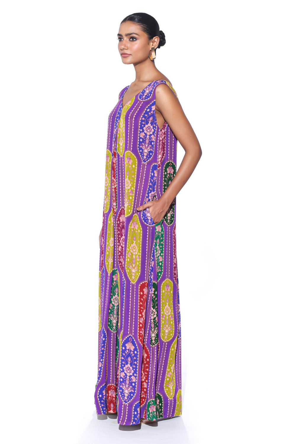 Violet Royal Paisley Jumpsuit.-Jumpsuit-Siddhartha Bansal