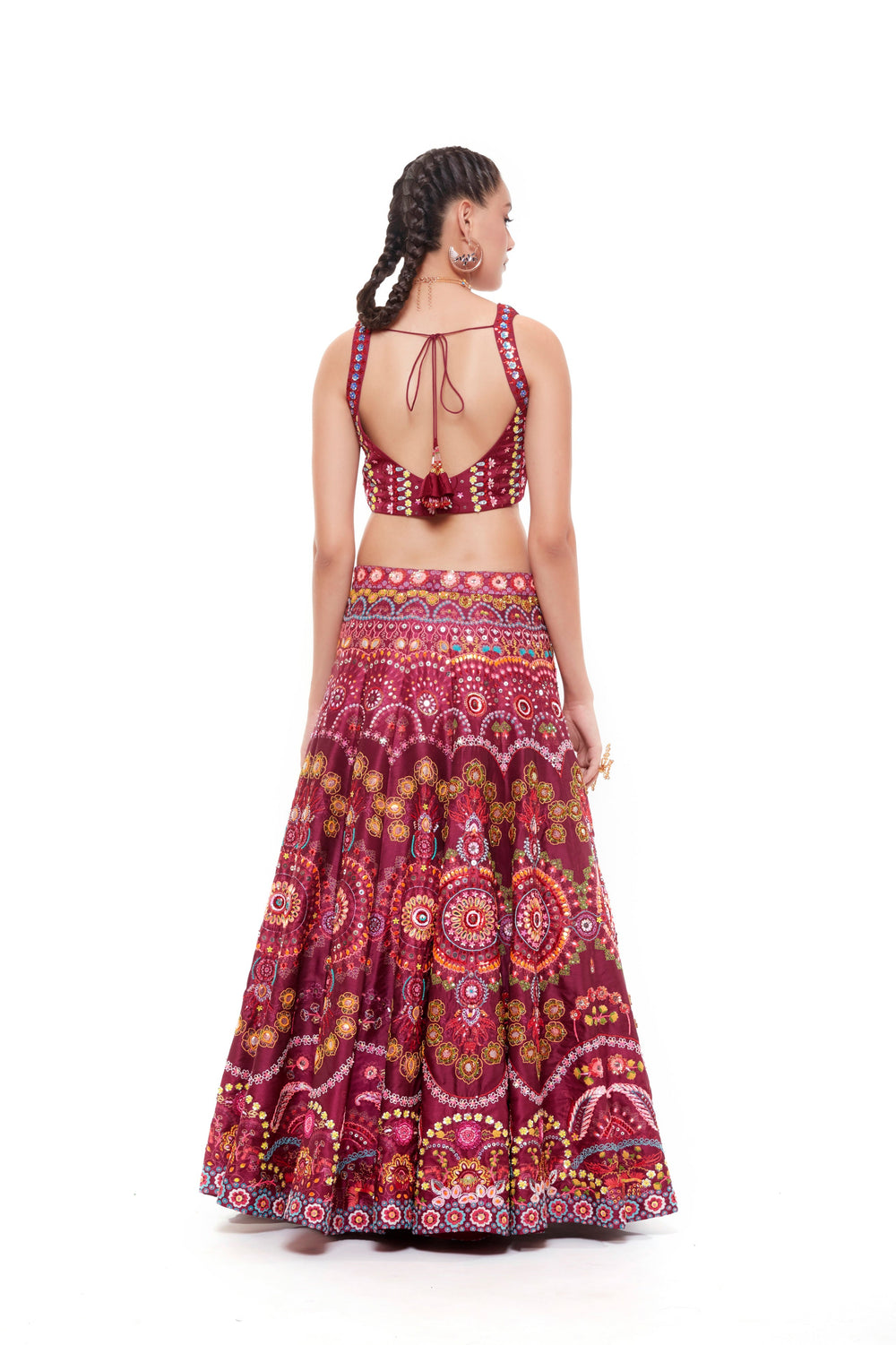 Magenta Emb.Blouse And Magenta Emb.Skirt-Siddhartha Bansal