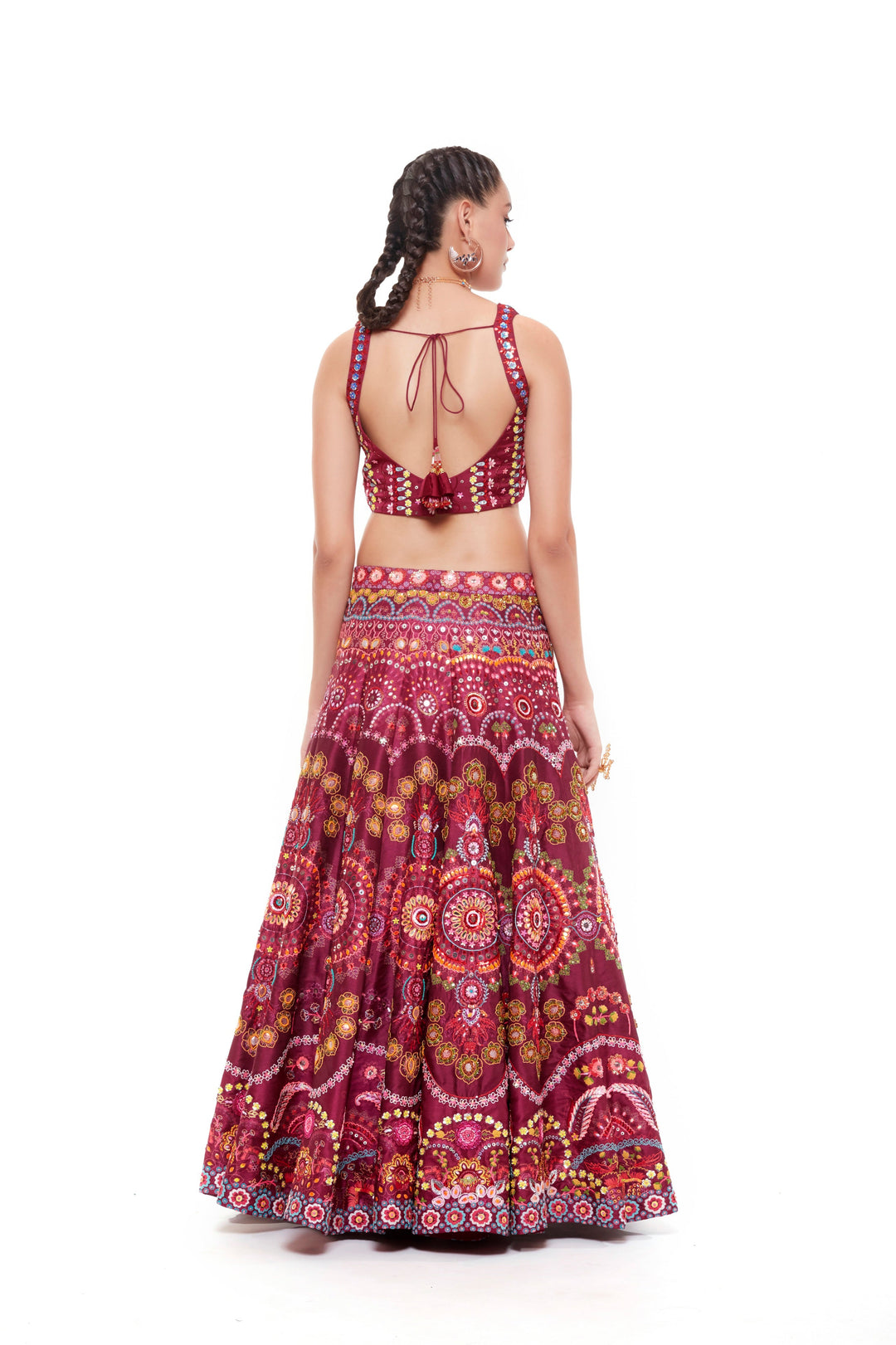 Magenta Emb.Blouse And Magenta Emb.Skirt-Siddhartha Bansal
