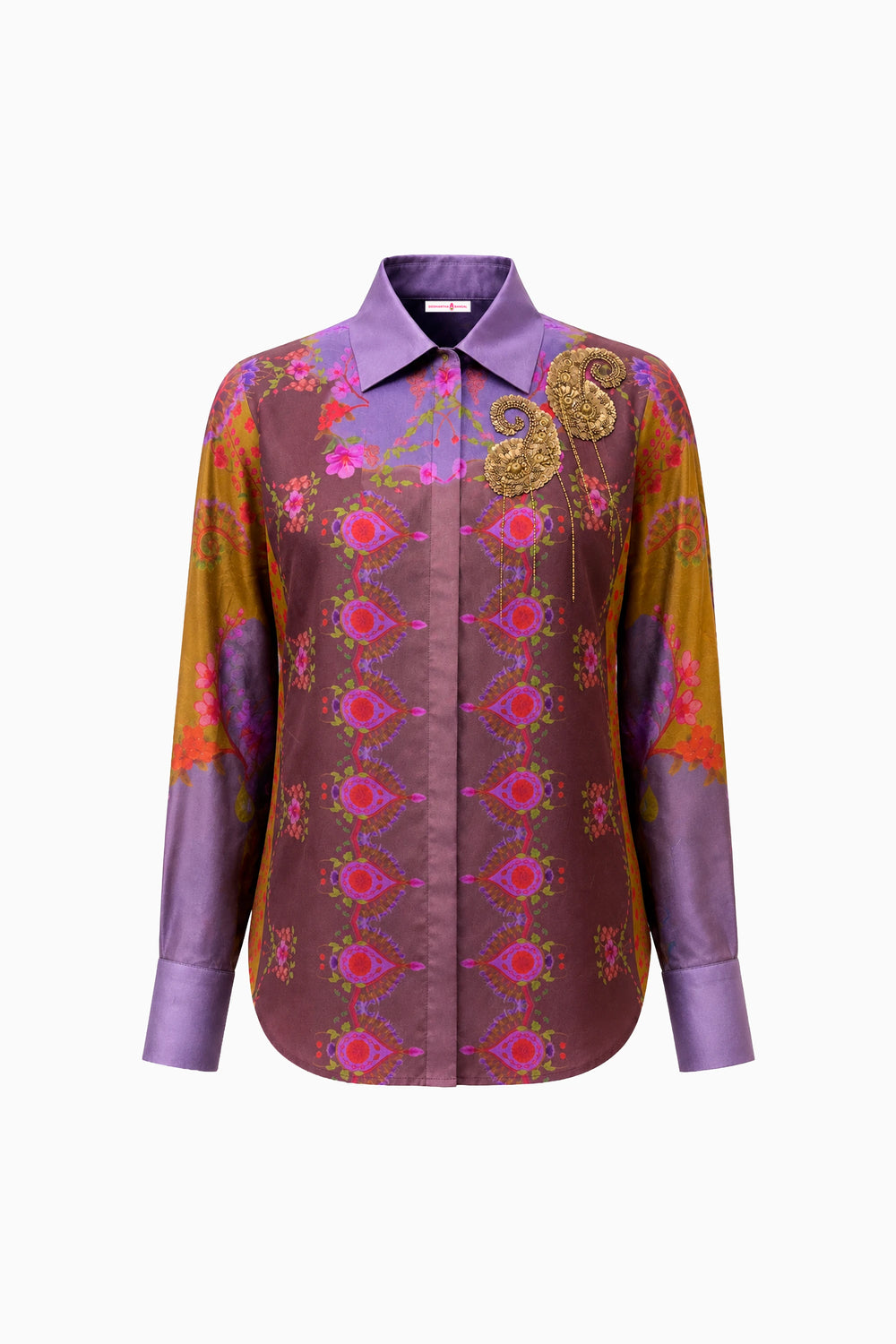 Amethyst Royal Crest Silk Shirt-Shirts-Siddhartha Bansal