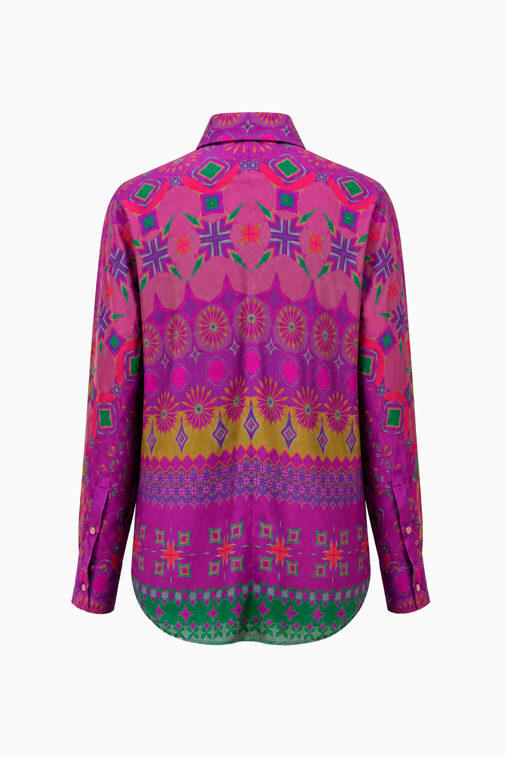 Imperial Purple Mosaic Silk Shirt