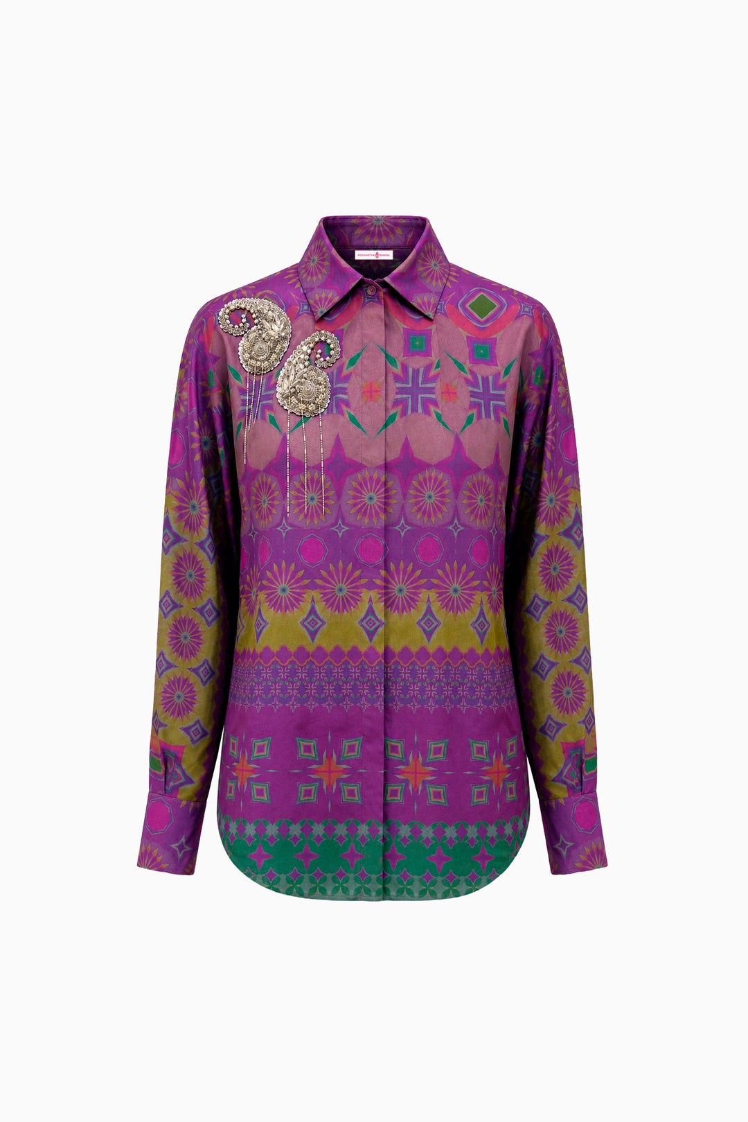 Imperial Purple Mosaic Silk Shirt