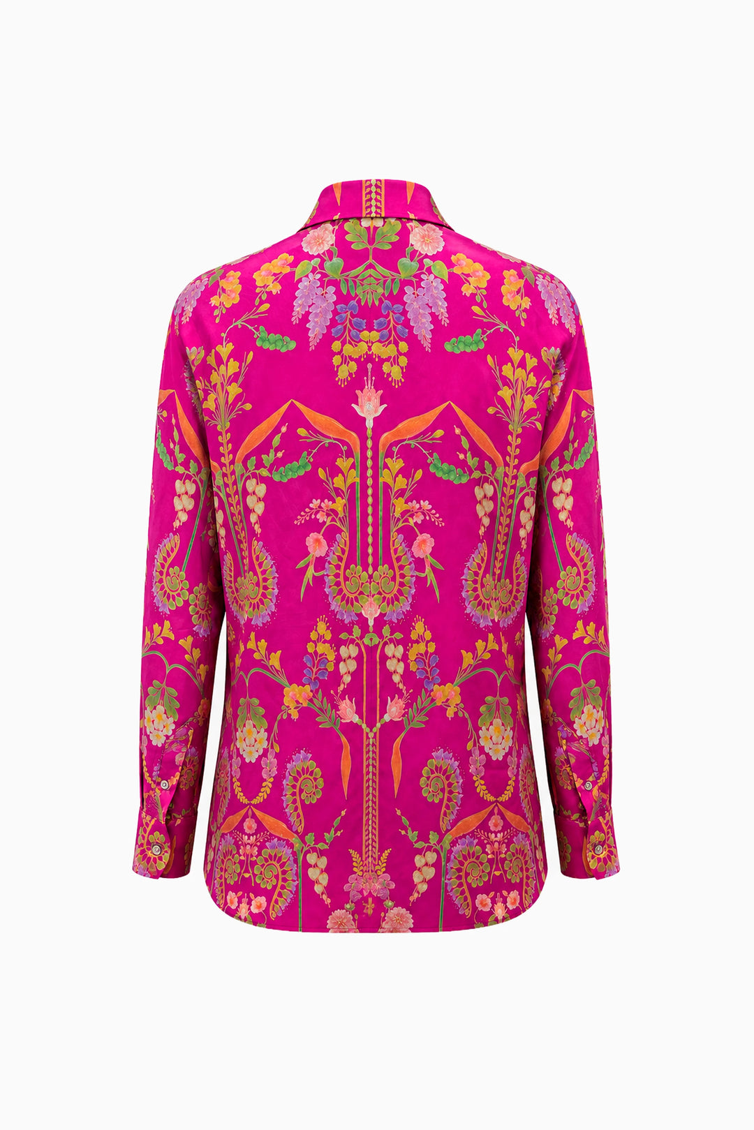 Fuchsia Flora Baroque Silk Shirt-Shirts-Siddhartha Bansal