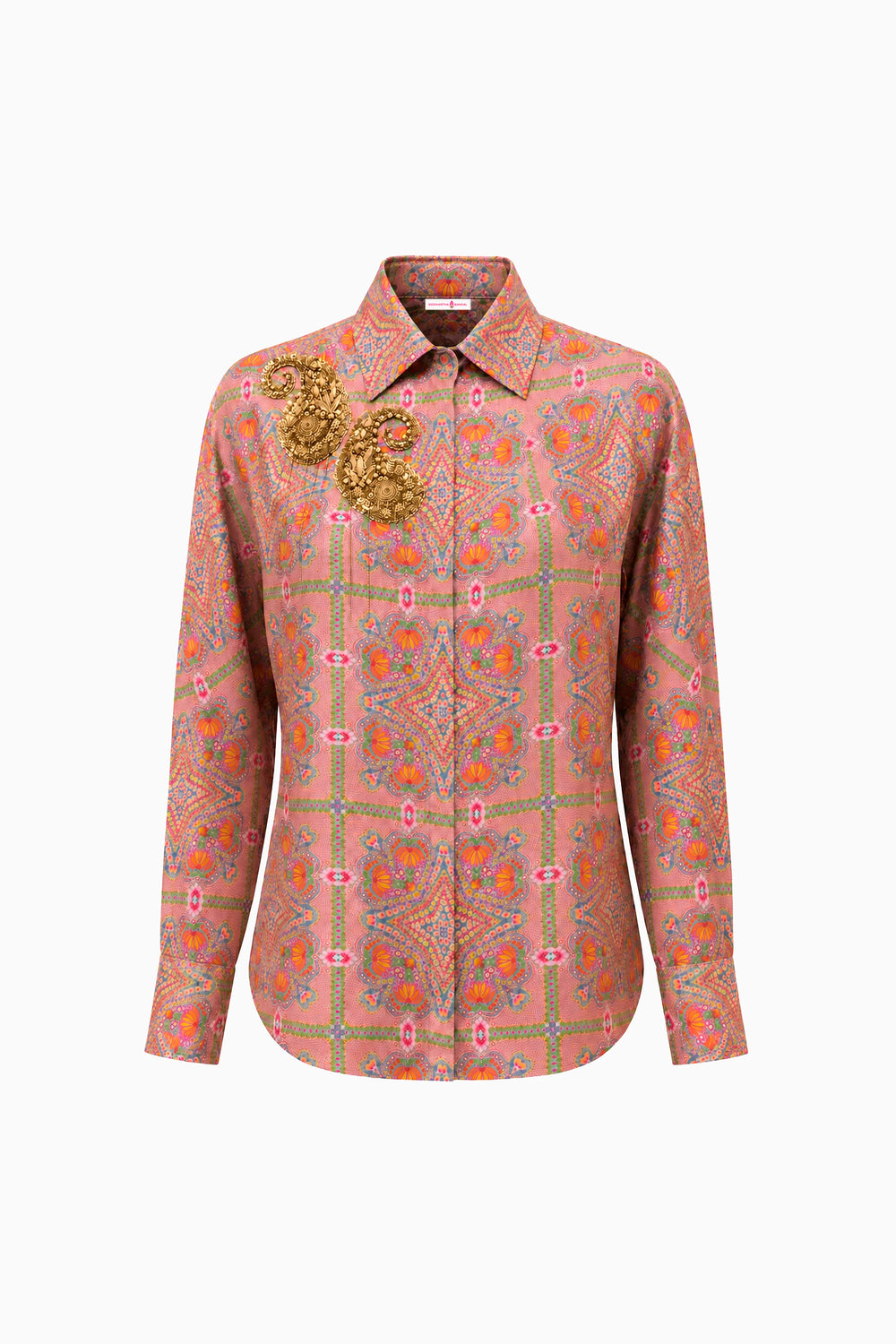 Coral Matrix Odyssey Silk Shirt-Shirts-Siddhartha Bansal