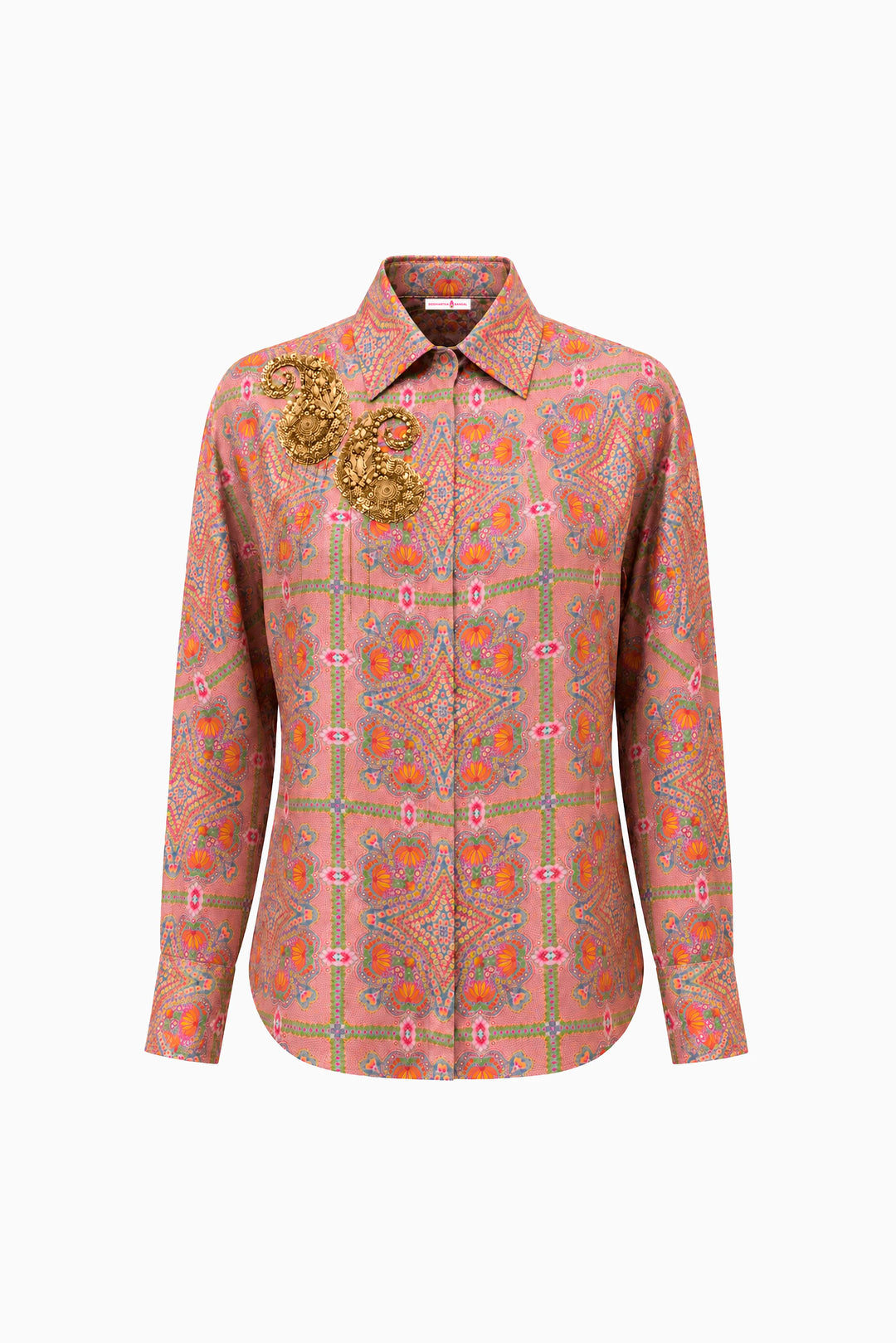 Coral Matrix Odyssey Silk Shirt-Shirts-Siddhartha Bansal