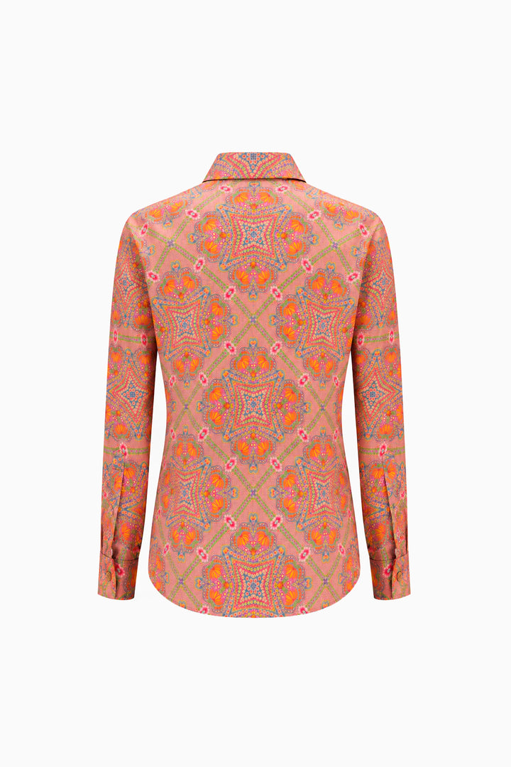 Coral Matrix Odyssey Silk Shirt-Shirts-Siddhartha Bansal