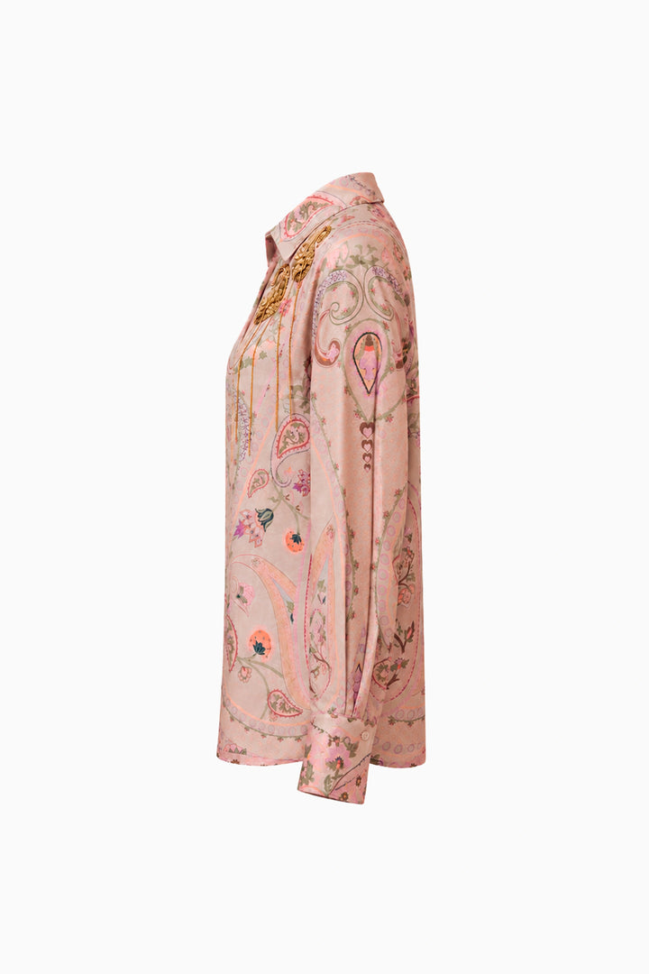 Ivory Baroque Crest Silk Shirt