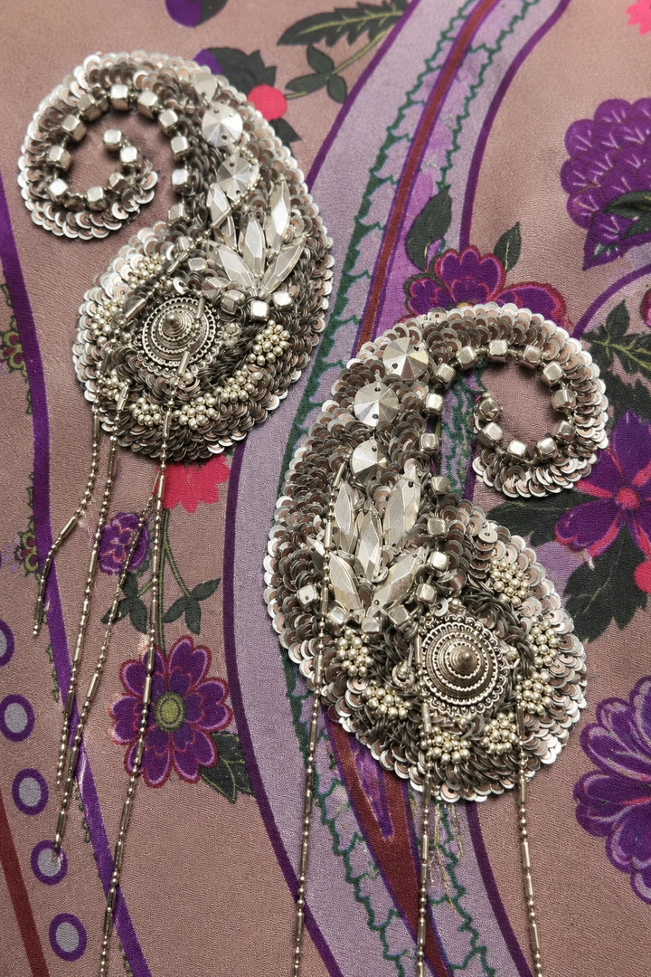Muted Mauve Damask Silk Shirt-Shirts-Siddhartha Bansal
