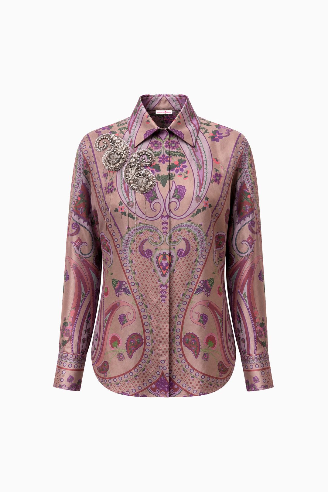 Muted Mauve Damask Silk Shirt-Shirts-Siddhartha Bansal