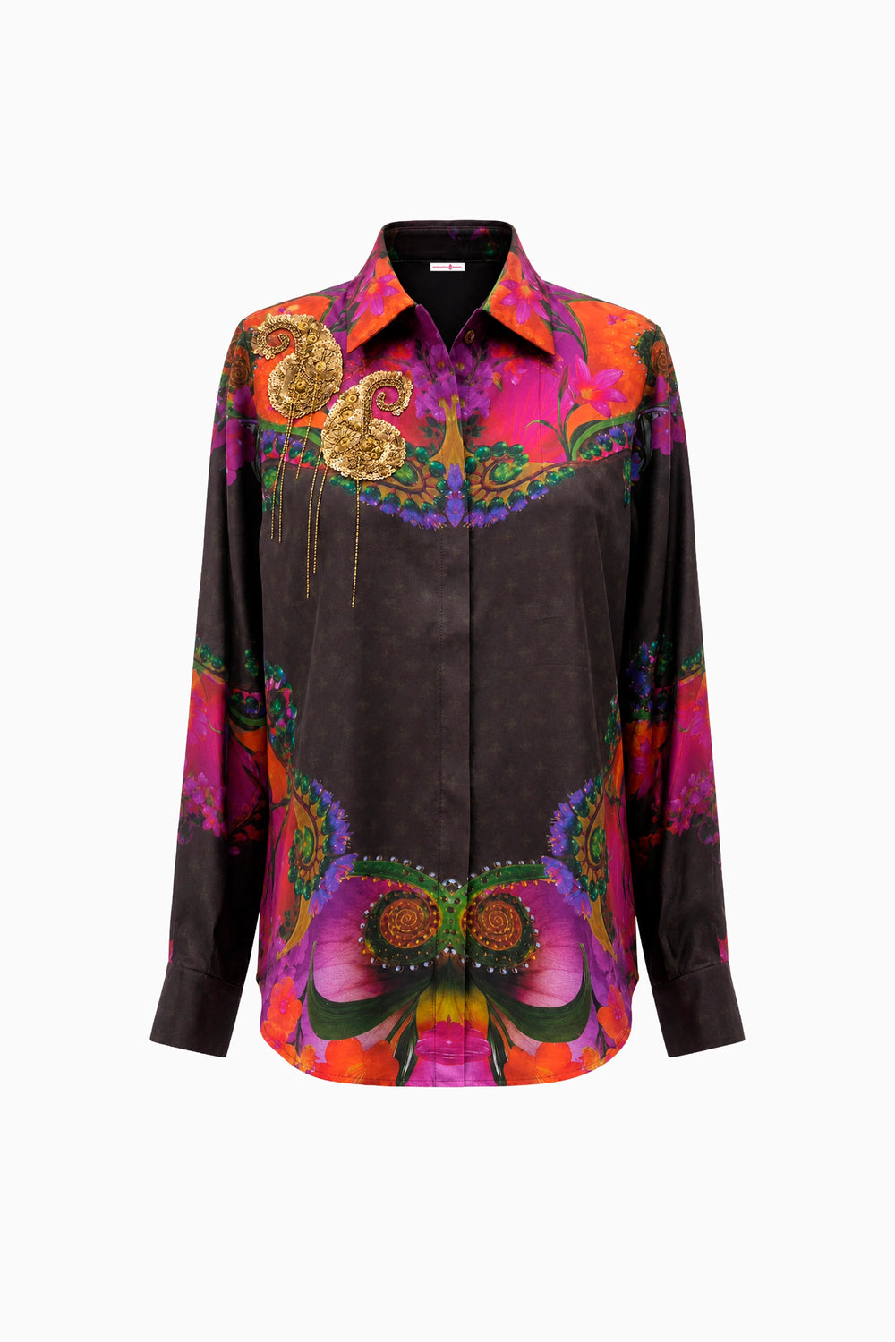 Charcoal Kaleidoscope Eden Silk Shirt-Shirts-Siddhartha Bansal