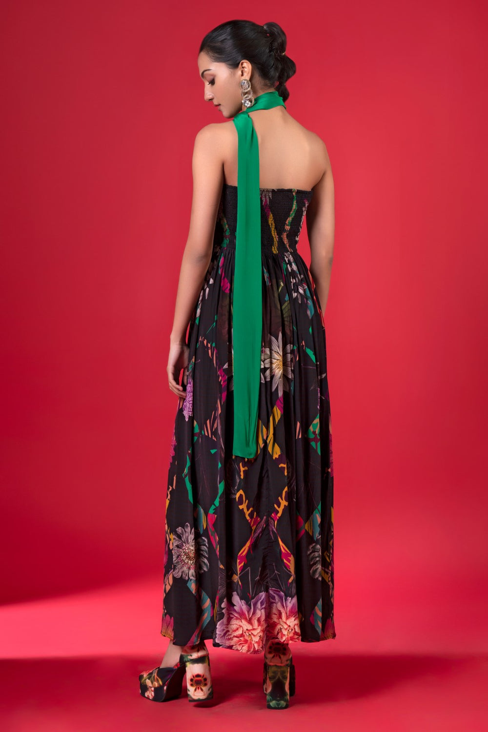 Juniper Print Front Slit Dress-Siddhartha Bansal