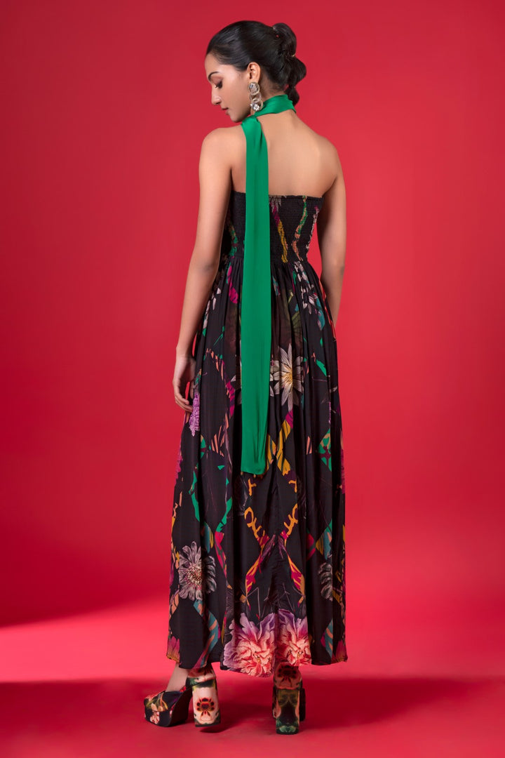 Juniper Print Front Slit Dress-Siddhartha Bansal