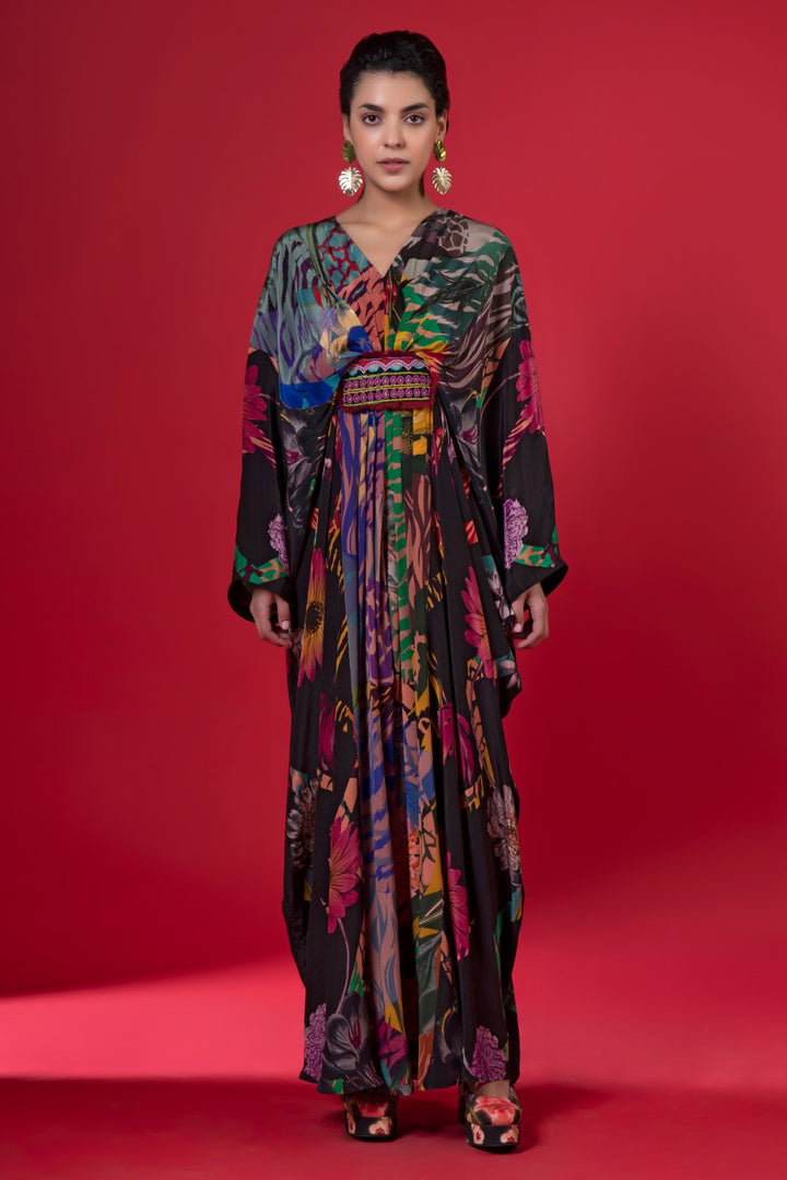 Juniper Print Embroiderd Kaftans-Siddhartha Bansal