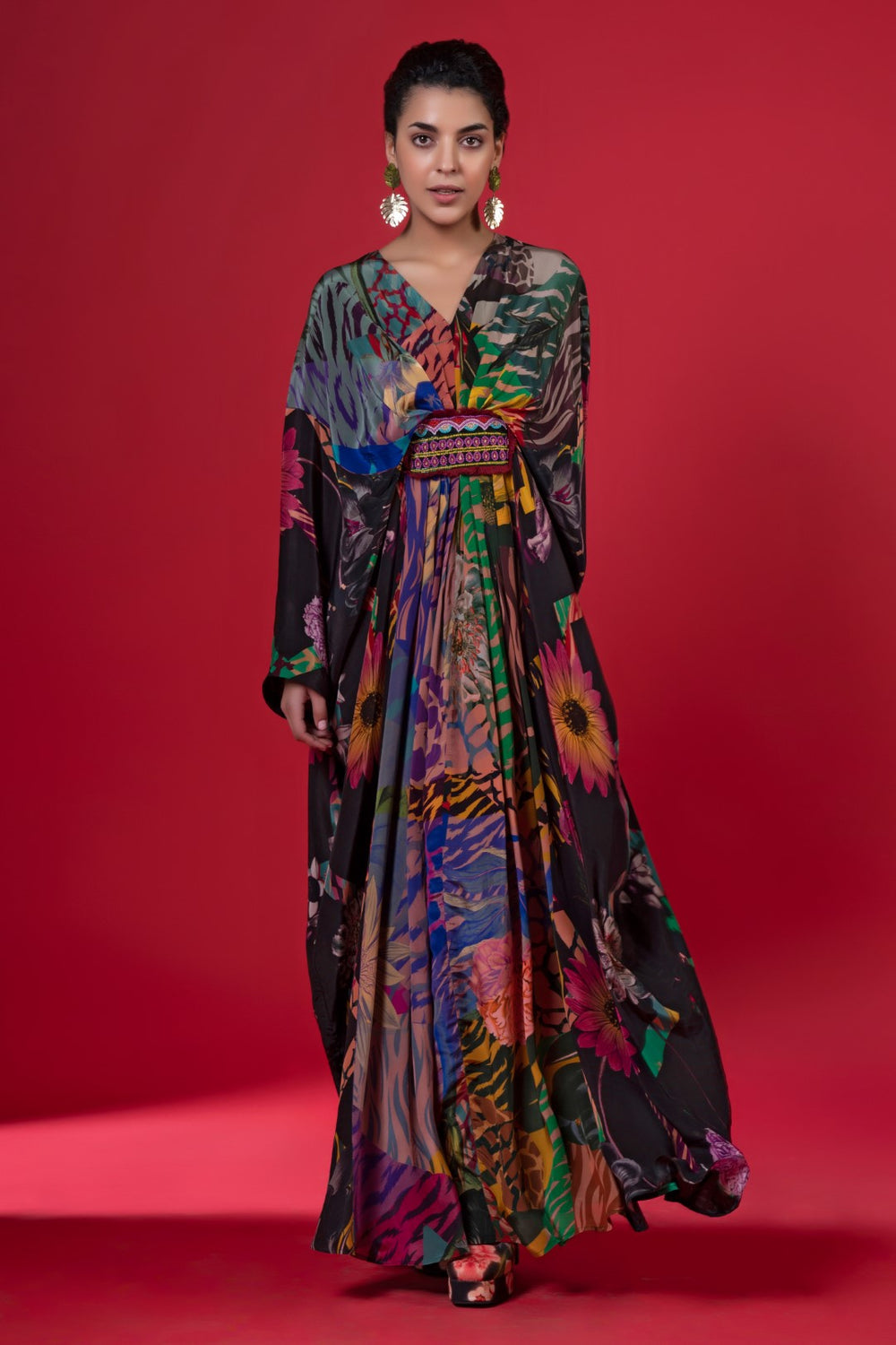 Juniper Print Embroiderd Kaftans-Siddhartha Bansal