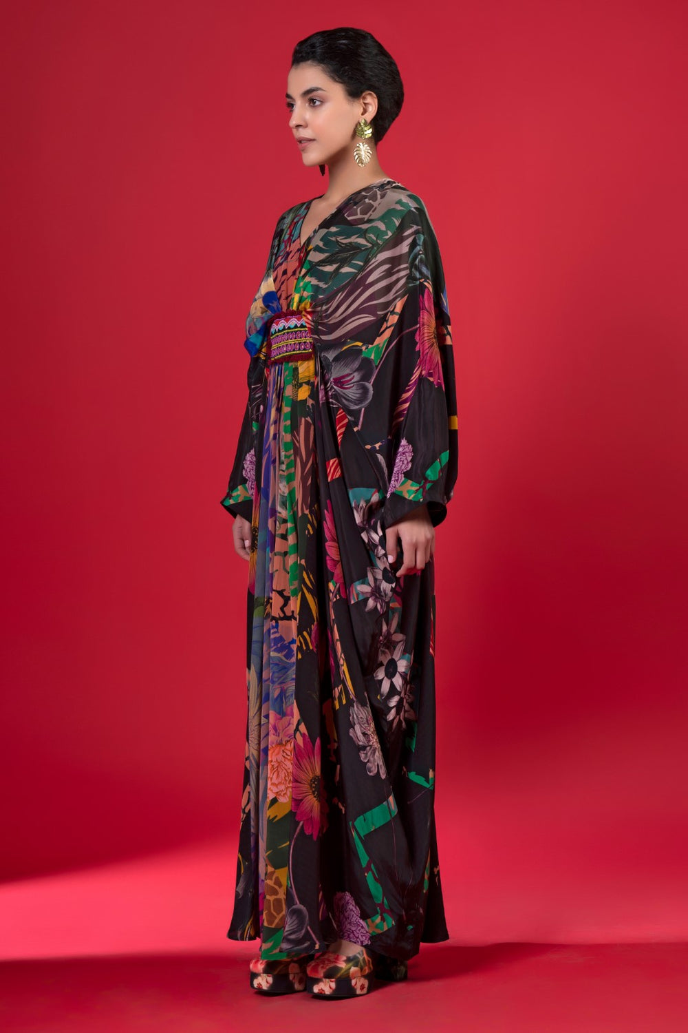 Juniper Print Embroiderd Kaftans-Siddhartha Bansal