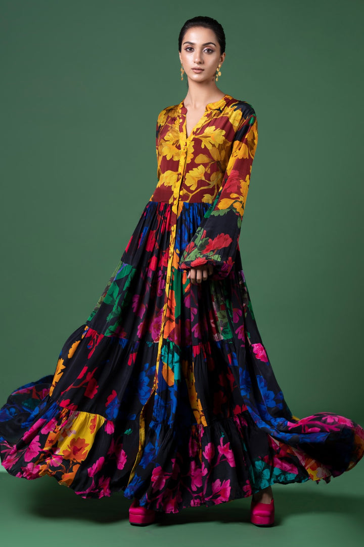 Arcadia Print Tier Dress-Siddhartha Bansal