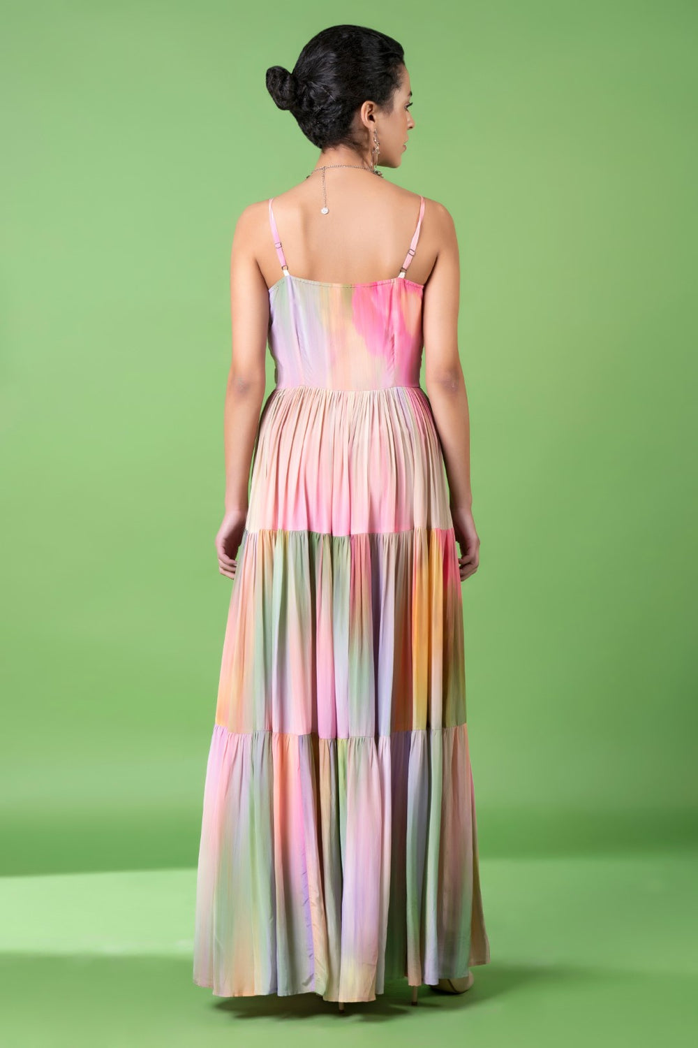 Drizzly Floral Front Bow Tiered Dress-Siddhartha Bansal