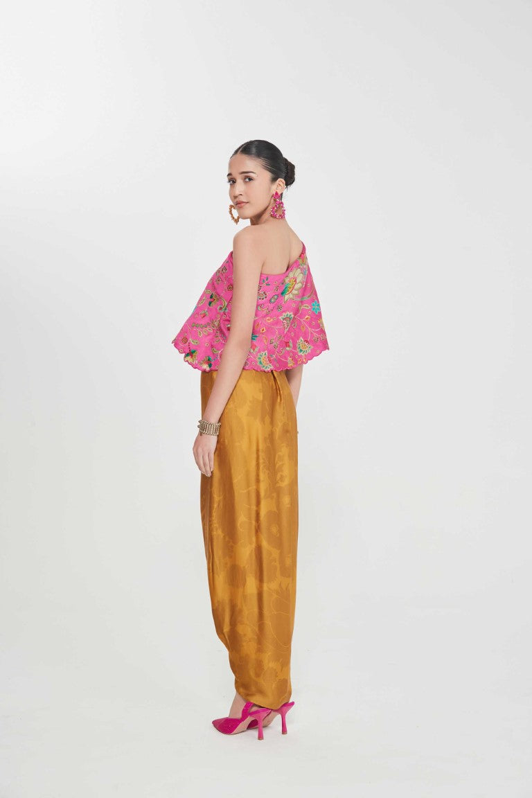 MASTANI ONE SHOULDER TOP AND DRAPE SKIRT-Kaftan-Siddhartha Bansal
