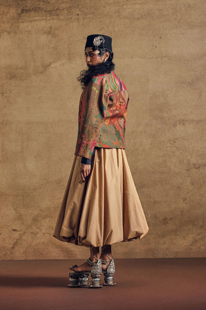 Paisley Band Gala Jacket And Beidge Ballon Skirt Set