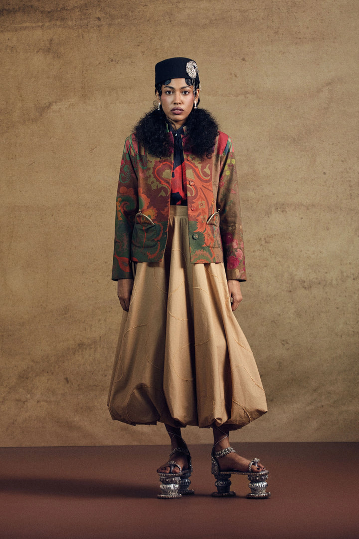 Paisley Band Gala Jacket And Beidge Ballon Skirt Set