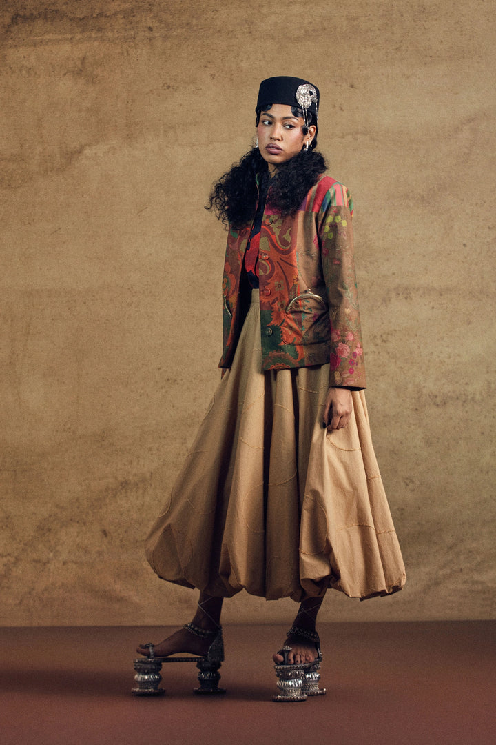 Paisley Band Gala Jacket And Beidge Ballon Skirt Set