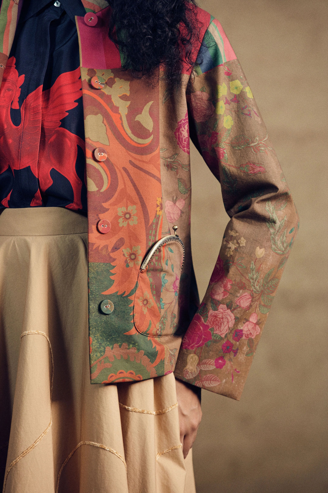Paisley Band Gala Jacket And Beidge Ballon Skirt Set