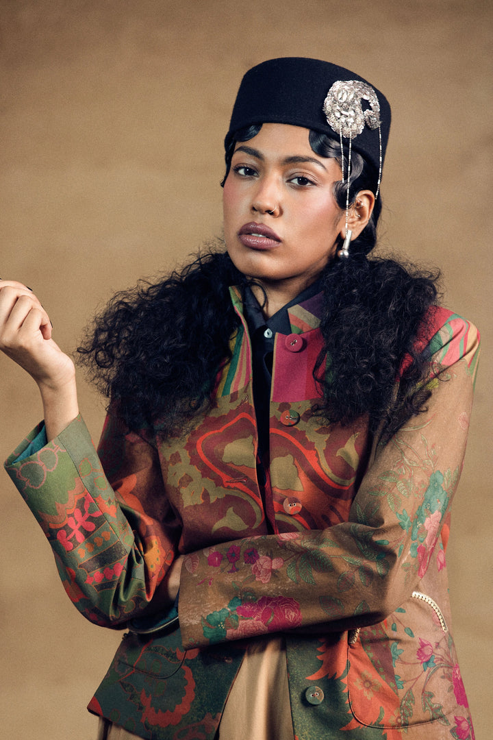 Paisley Band Gala Jacket And Beidge Ballon Skirt Set