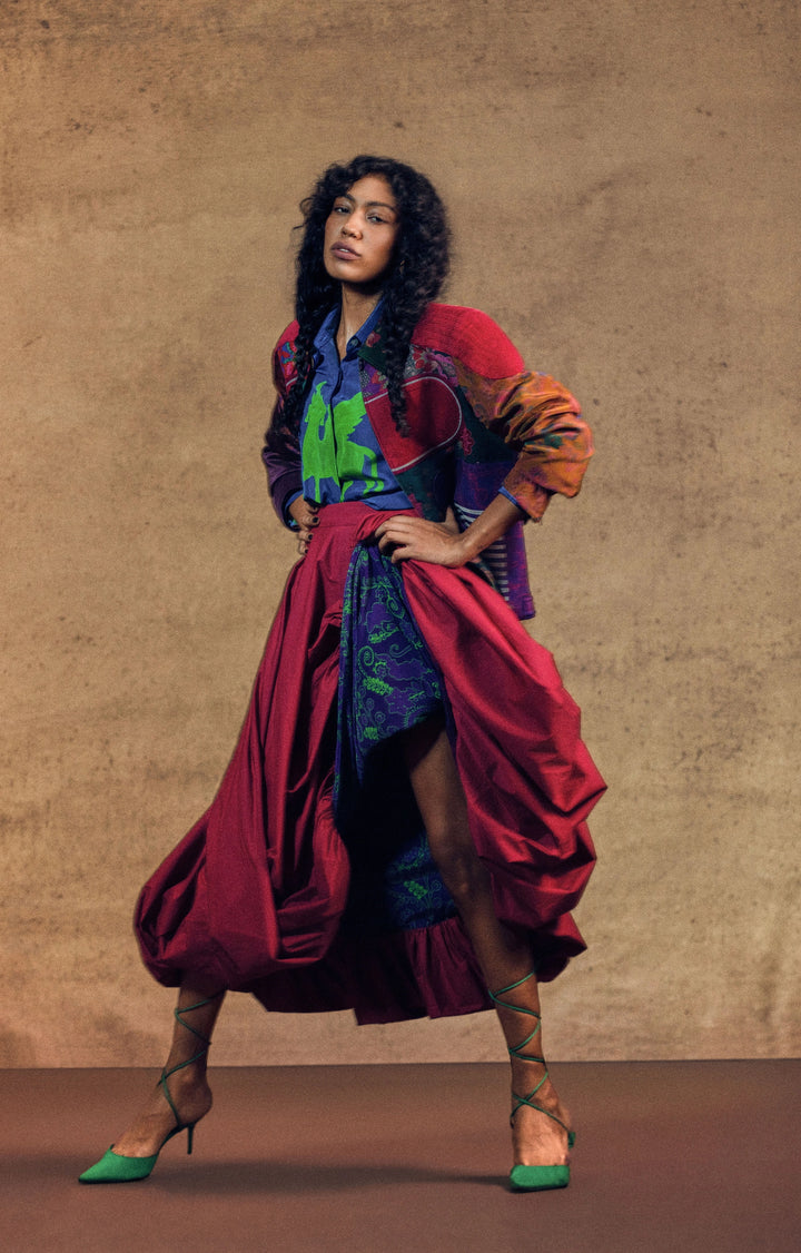 Multi Panel Jacket And Ballon Skirt Set