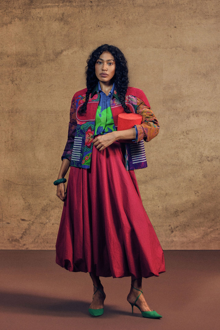 Multi Panel Jacket And Ballon Skirt Set