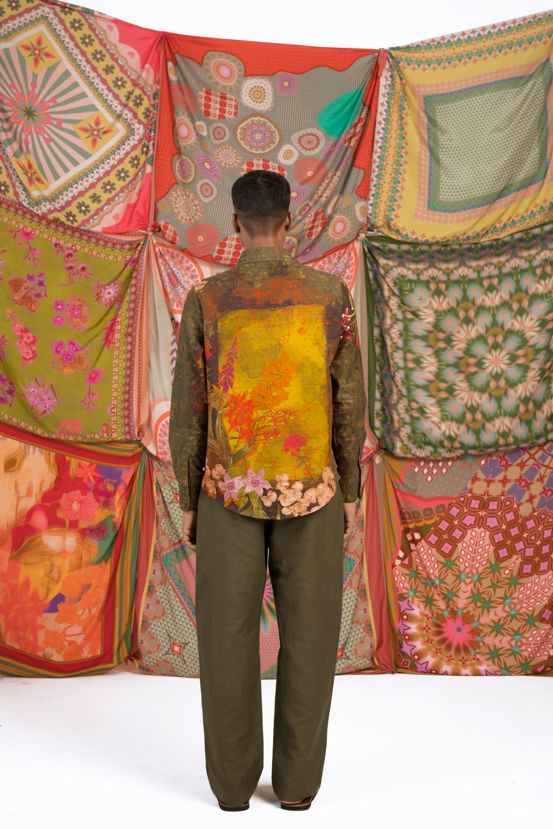 Olive Bloom Linen Shirt-Shirts-Siddhartha Bansal